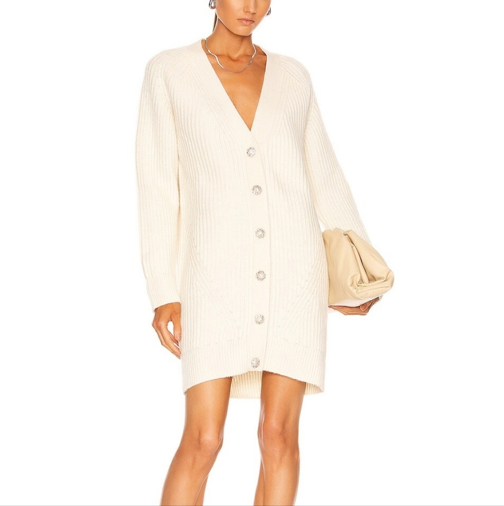 Ganni Rib Knit Long Line Cardigan - Picture 2 of 7